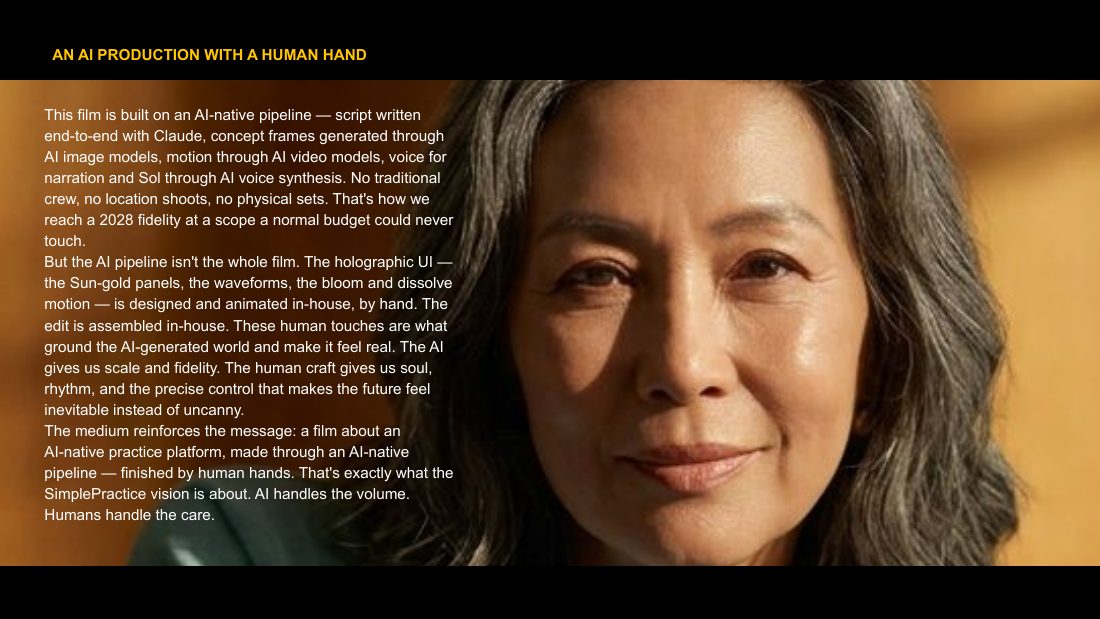 The argument: an AI production with a human hand